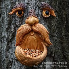 跨境树怪喂鸟器树脂工艺摆件园林鸟类喂食器户外庭院独特装饰手工