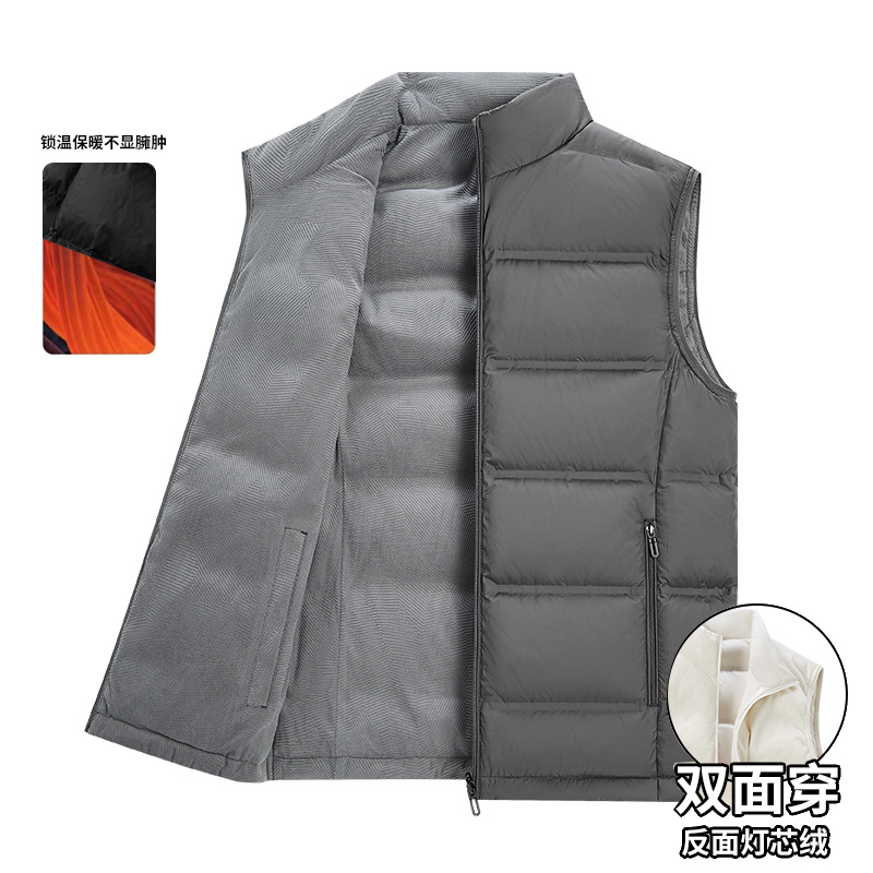 Cross-border doble cara ligera sin mangas chaleco de plumón al aire libre chaleco de plumón 90 blanco para hombres personalizado de alta gama image 8