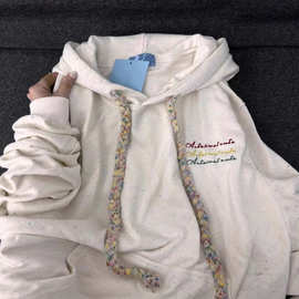 现货#原版做工#刺绣【食毛华棉复合】彩色抽绳彩棉点点连帽卫衣