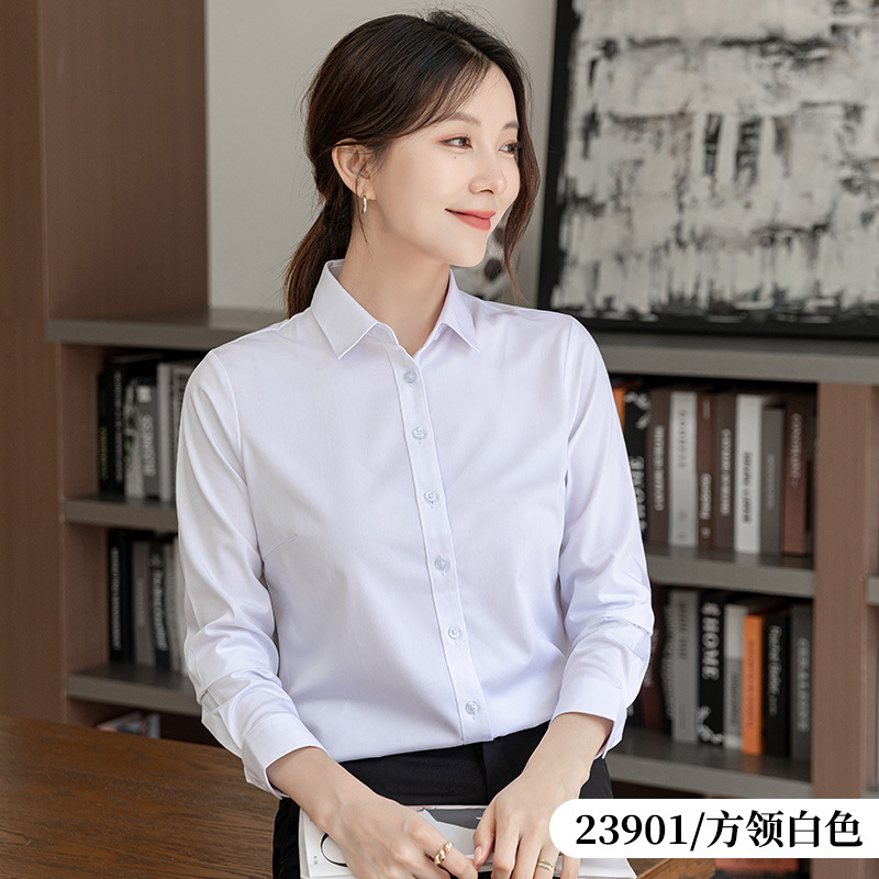 (Long Sleeve) white square collar