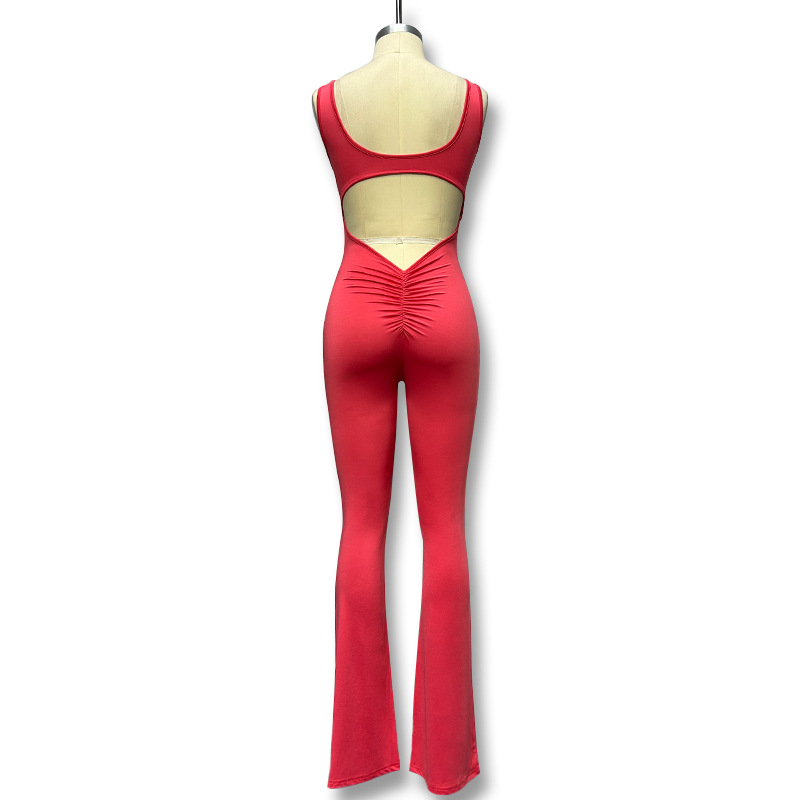 Fitness Classic Style Solid Color Polyester U Neck Tracksuit Jumpsuits display picture 21