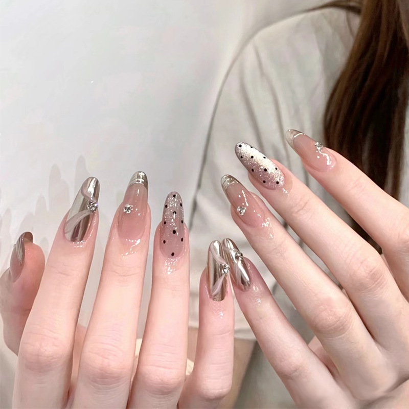 Little Red Riding Book Explosions Wear Nail Pieces Advanced Sense Cat Eye Wave Point Handmade Nail Patch Spice Nails Wholesale