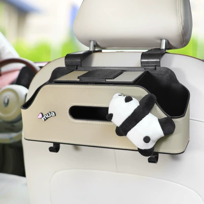Back Storage Rack Water Cup | Car cup holder/beverage holder - papa-panda-beige-chair-back-multifunctional-storage-box-upgraded-integrated-mobile-phone-holder