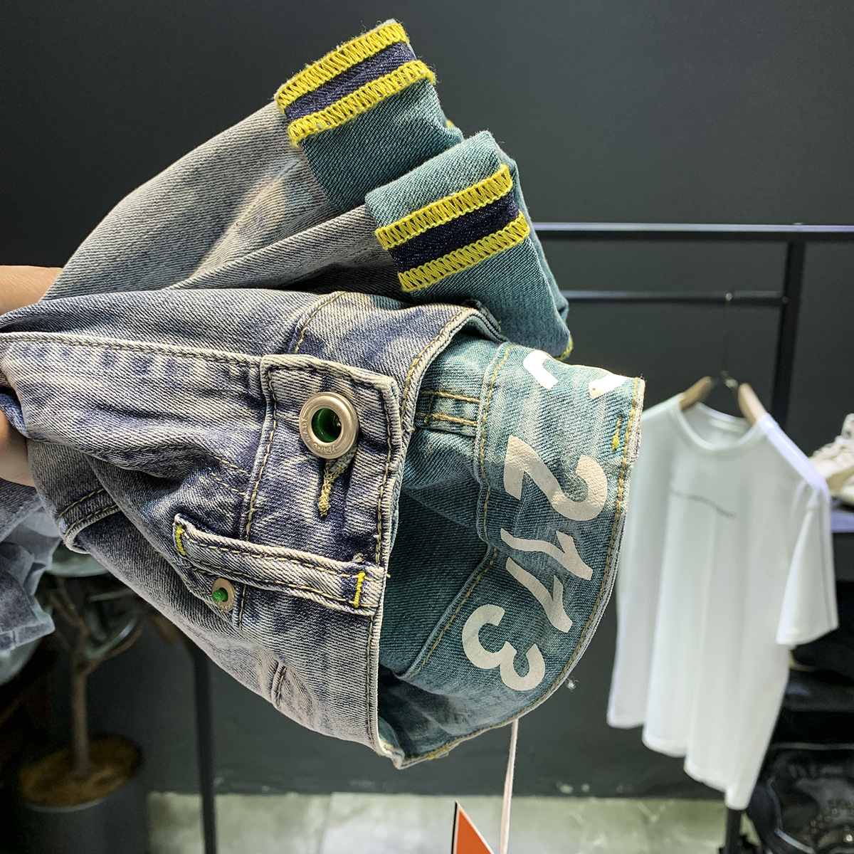 Jean délavé haut de gamme pour hommes, nouvelle marque tendance, élastique, fuselé, polyvalent, coupe ajustée, épais, printemps et automne_voghion.com
