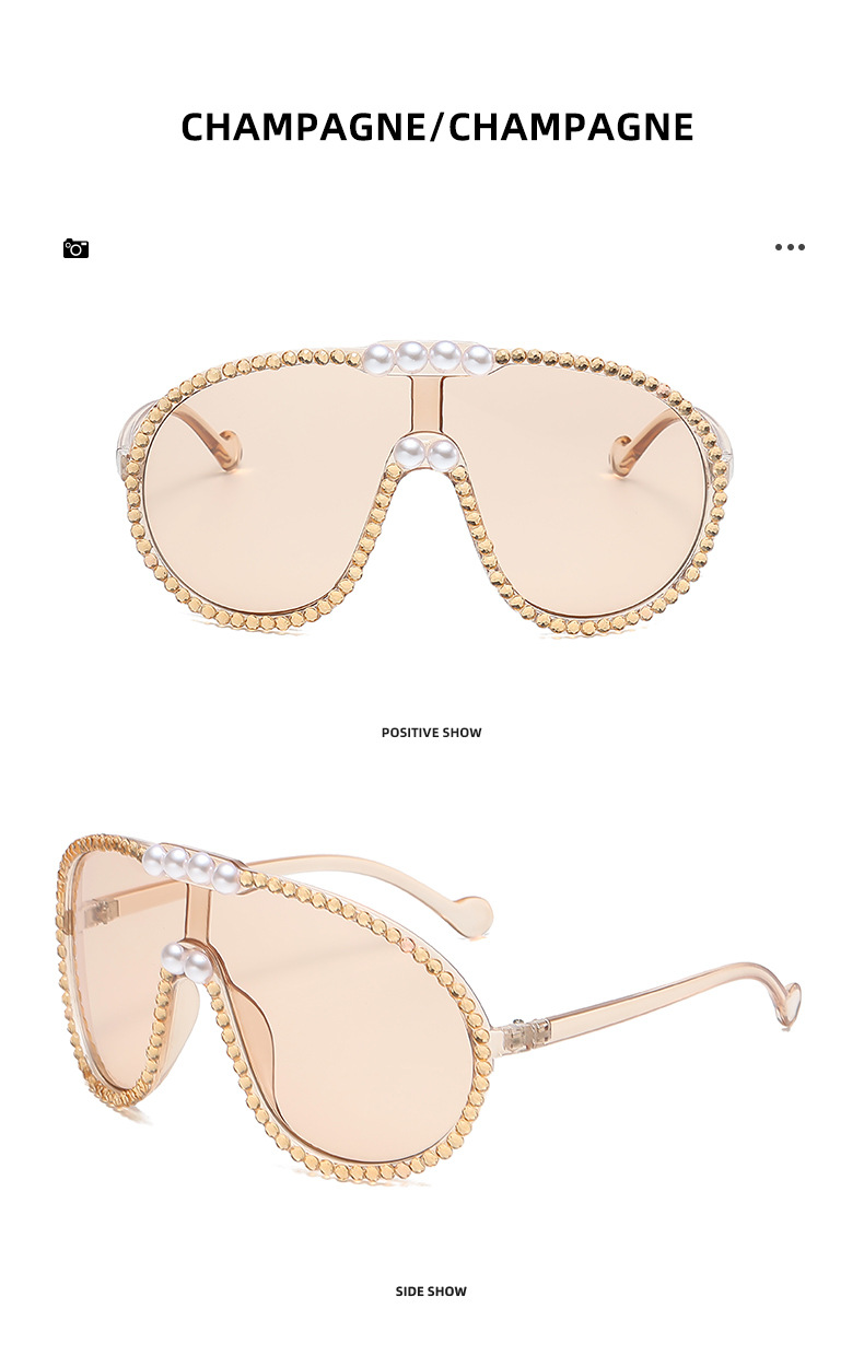 2023 nyt stort stel integreret tudsespejl personlig diamantindstøbning Luksus One Piece Fashion Pilot-solbriller_voghion.com