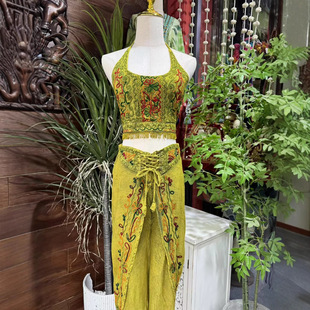 Nepal Thailand Handmade Embroidery Elf Outfit Wasteland Style Hippie Dress Set