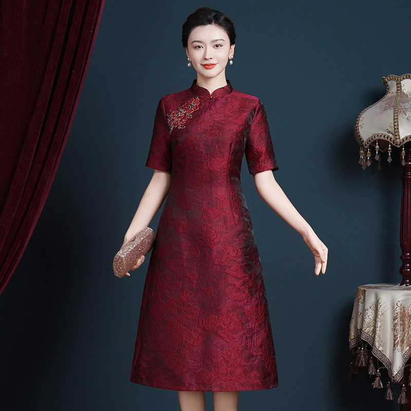 Высококачественное свадебное банкетное платье для женщин, новый летний стиль для молодых мам, благородное и улучшенное элегантное платье Cheongsam.