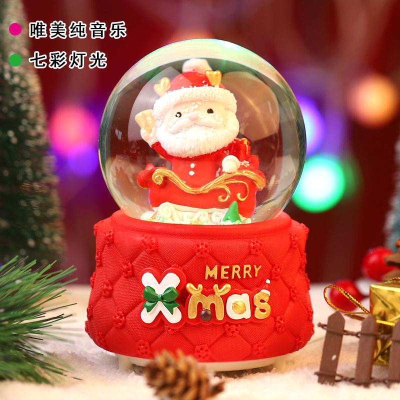 Nuevos productos transfronterizos regalos de Navidad creativos artesanía de resina decoración de escritorio adornos caja de sonido regalos de bola de cristal
