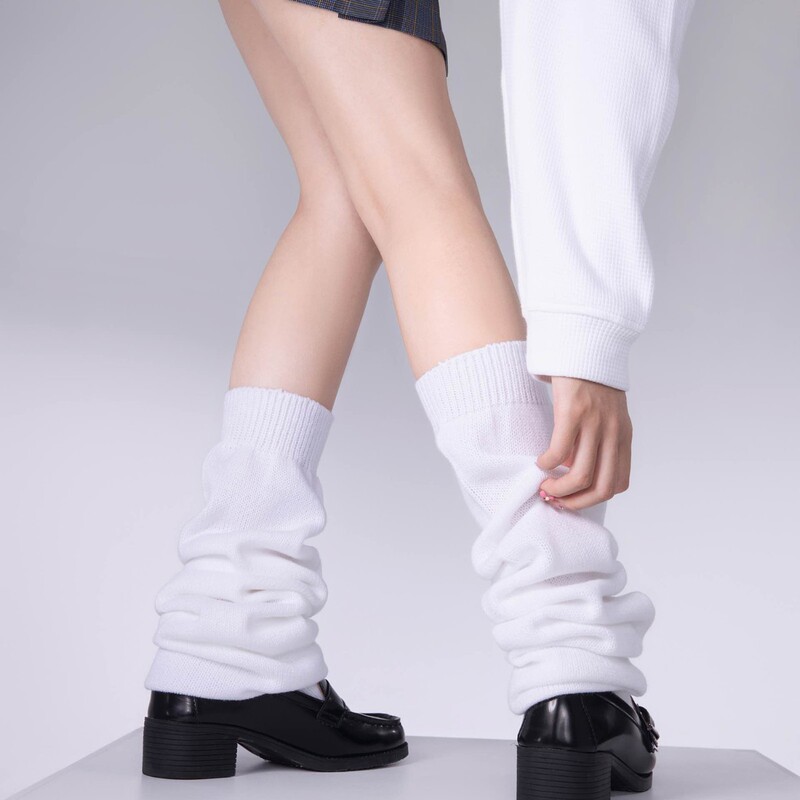 New Jk Japanese-Style Flat Bubble Socks for Women, College Style, Wide Stacked Socks, Slimming White Long Elephant Socks