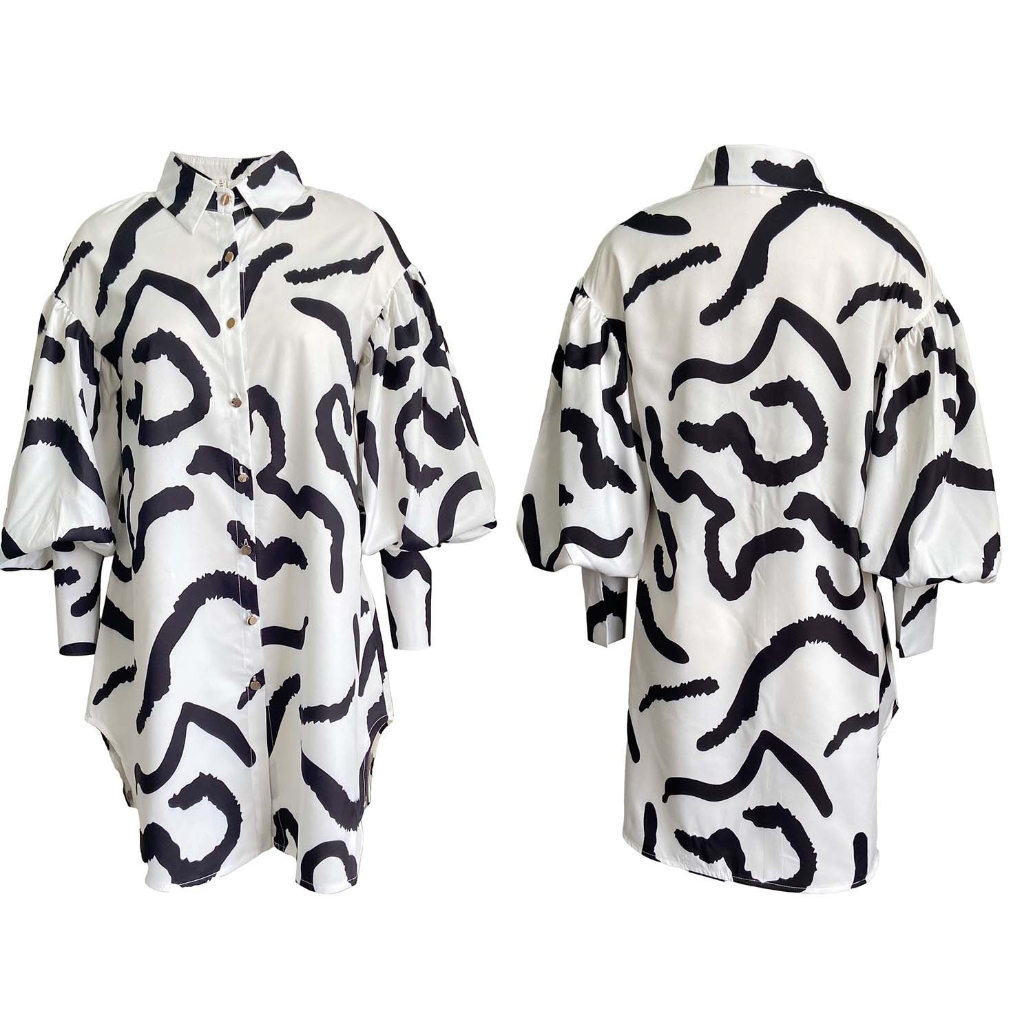 Women Clothing Loose Printed Shirt Dress 10 Women Clothing Loose Printed Shirt Dress