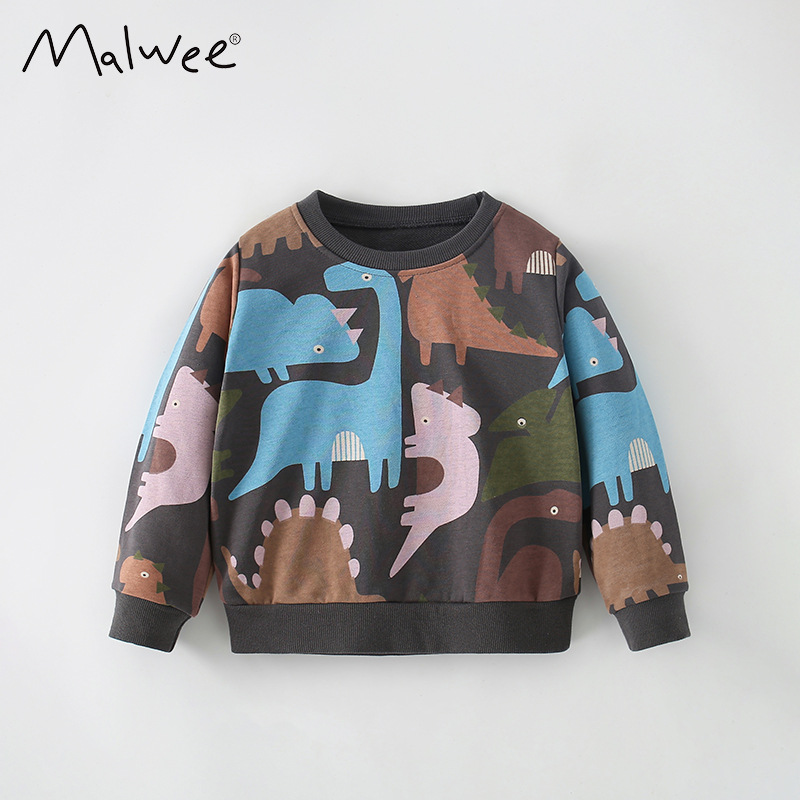 Malwee boys' sweatshirt, new autumn style, European and American style, round neck, casual long-sleeved pullover top for toddlers and preschoolers.
