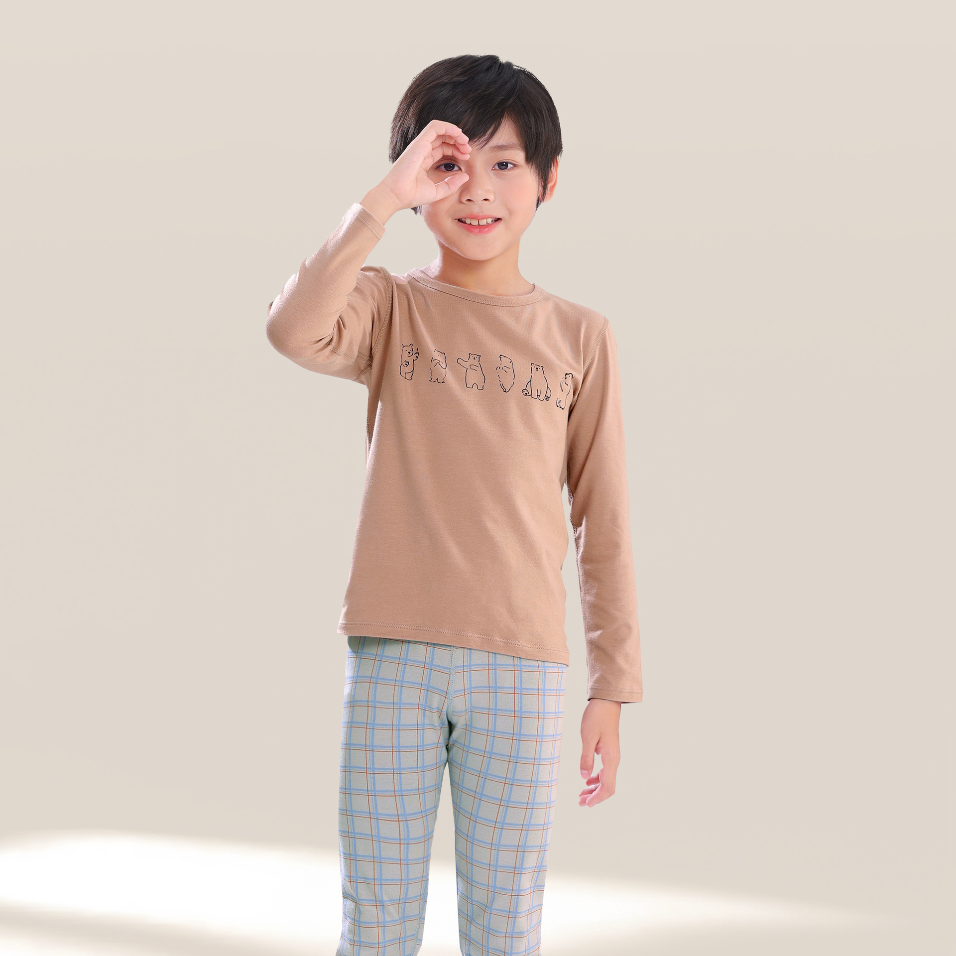 25 otoño y invierno nuevos niños chaqueta de otoño pantalones set Laica delgada ropa interior para niños niñas sin hueso ropa interior set