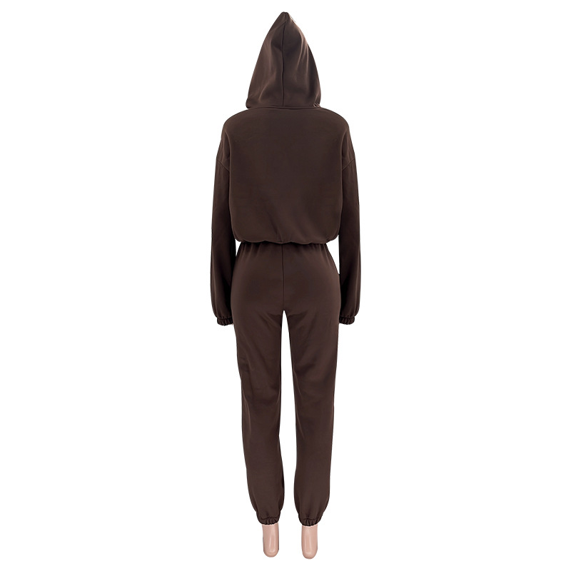 Autumn Winter Solid Color Hooded Long Sleeve Sweater Women Clothing Casual Trousers Suit 12 Autumn Winter Solid Color Hooded Long Sleeve Sweater Women Clothing Casual Trousers Suit
