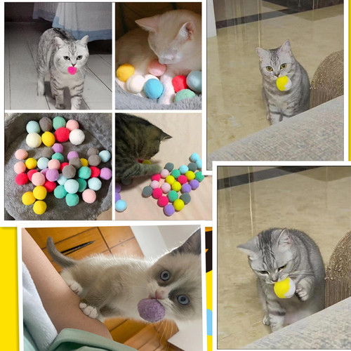 Manufacturer delivers cat toy ball, silent ball, funny cat toy ball, self-stimulating high-elastic macaron plush ball, cat ball