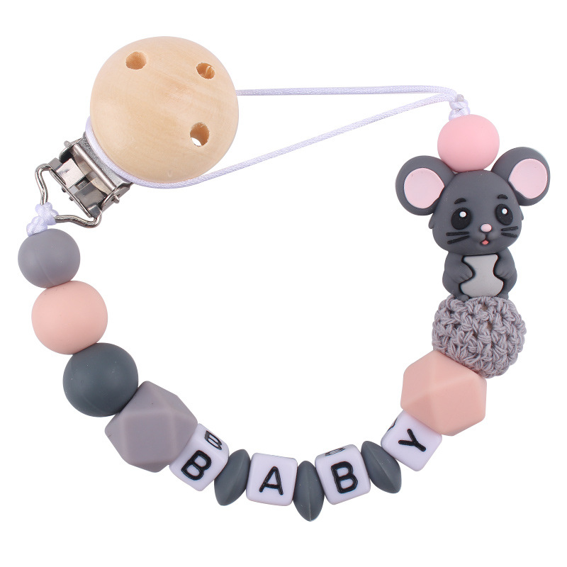Juguetes para bebés planetas grano clip de tetina bebé calmar dibujos animados ratón cadena tetina de silicona anti-caída cadena