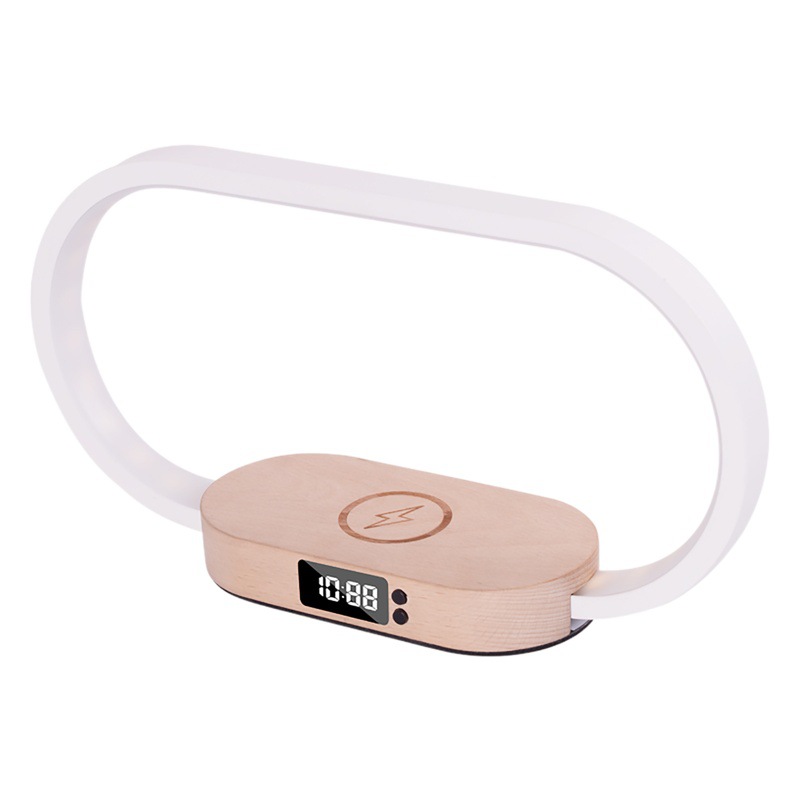 Modelo popular con carga inalámbrica rápida para teléfono de escritorio, lámpara de escritorio, reloj, control táctil, lámpara de noche regulable, luz nocturna, atenuación gradual