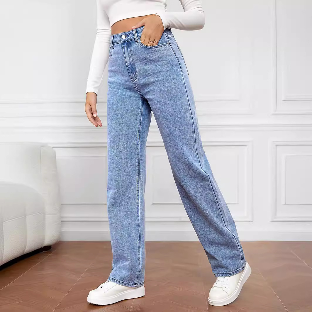 Spodnie damskie Stretch Washed Denim Fashion Straight Spodnie damskie Jeans_voghion.com