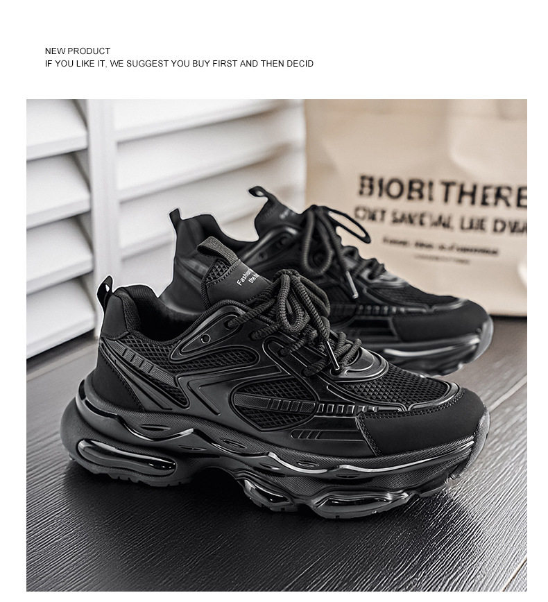 Giày thể thao nam cổ thấp đế bằng, giày chạy bộ giảm chấn đệm khí, giày sneaker dad tăng chiều cao — VZS8099 màu kaki, VZS8099 màu đen chi tiết 15