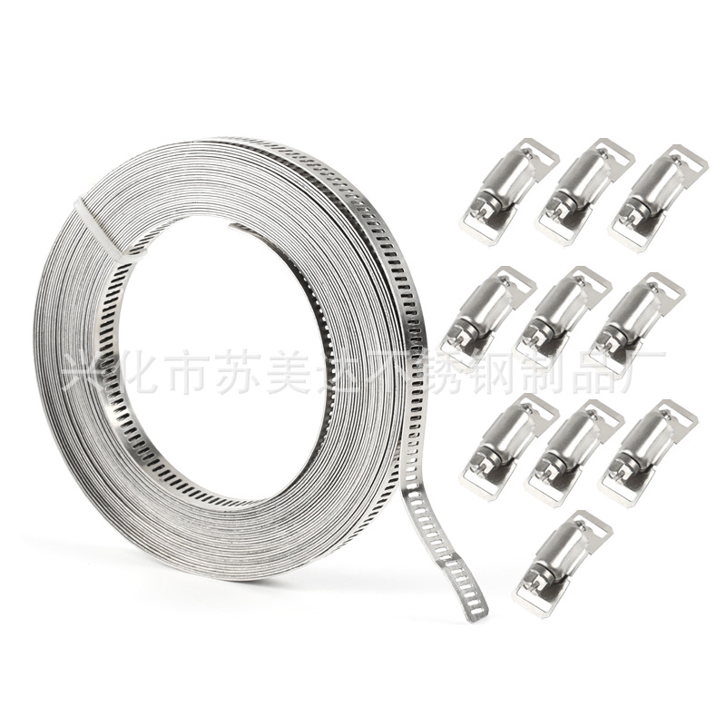 Abrazadera de abrazadera de manguera americana casera de acero inoxidable 304 abrazadera de tubo grande a través del agujero correa de acero placa de abrazadera de tubo correa de unión