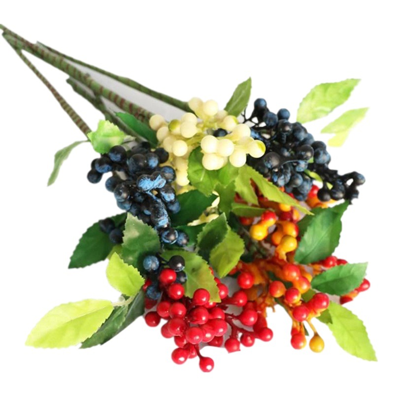 Navidad decoraciones simulación rojo frijol solo rama espuma arándano fruta falsa flores