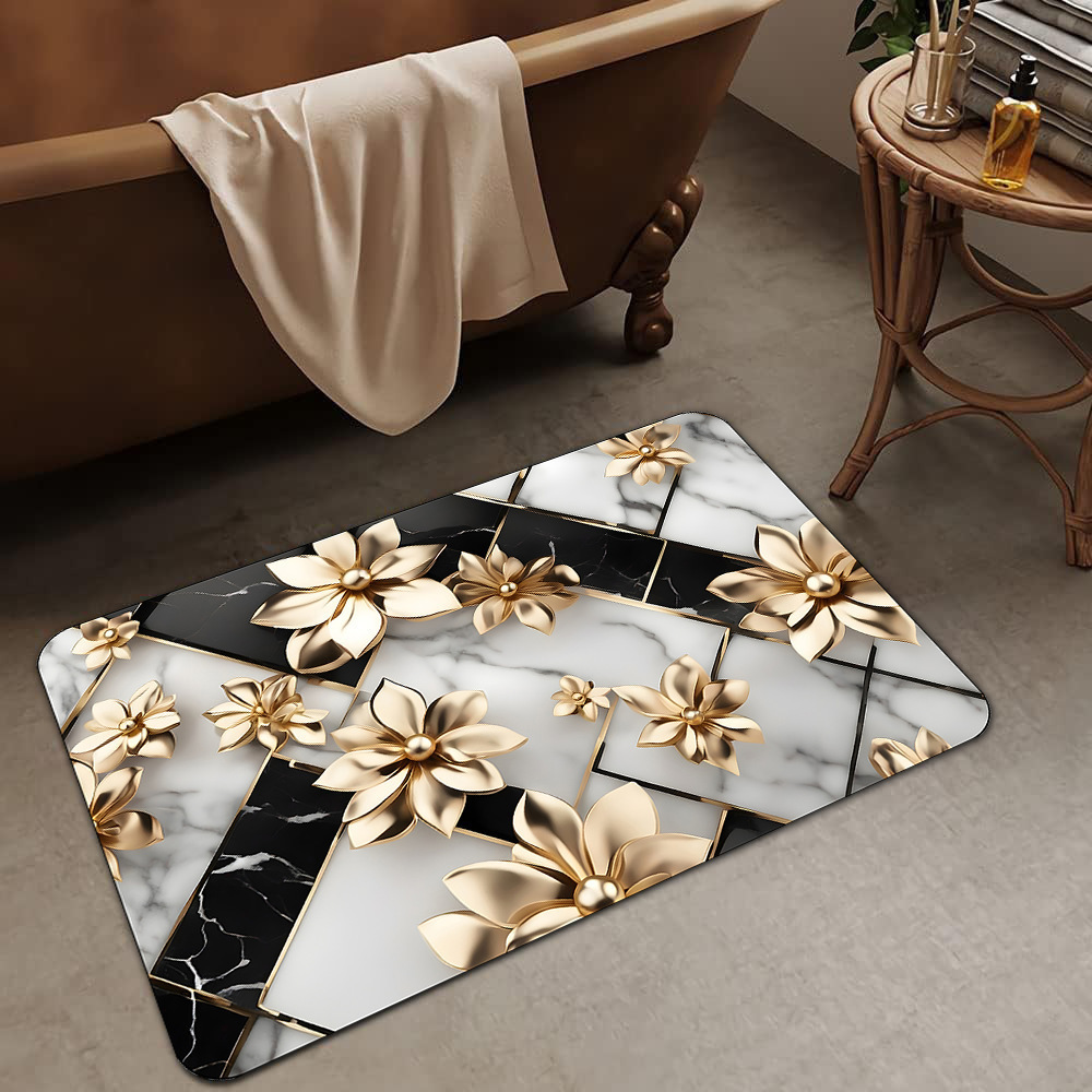 Alfombrilla de barro de diatomeas de flores tridimensionales de lujo ligero transfronterizo, alfombrilla de baño, alfombrilla de pie absorbente y antideslizante para el hogar, alfombrilla de entrada