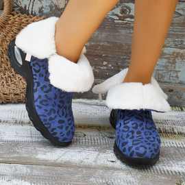 2023冬季新款女靴加绒加厚保暖雪地靴坡跟气垫棉鞋现货时尚裸靴