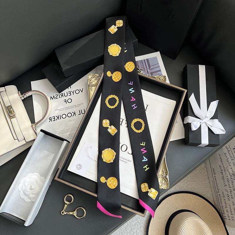 D versión alta 18 mm bufandas de seda cinta cinta delgada correa de pelo larga decoración pequeña bufandas animales de la selva H