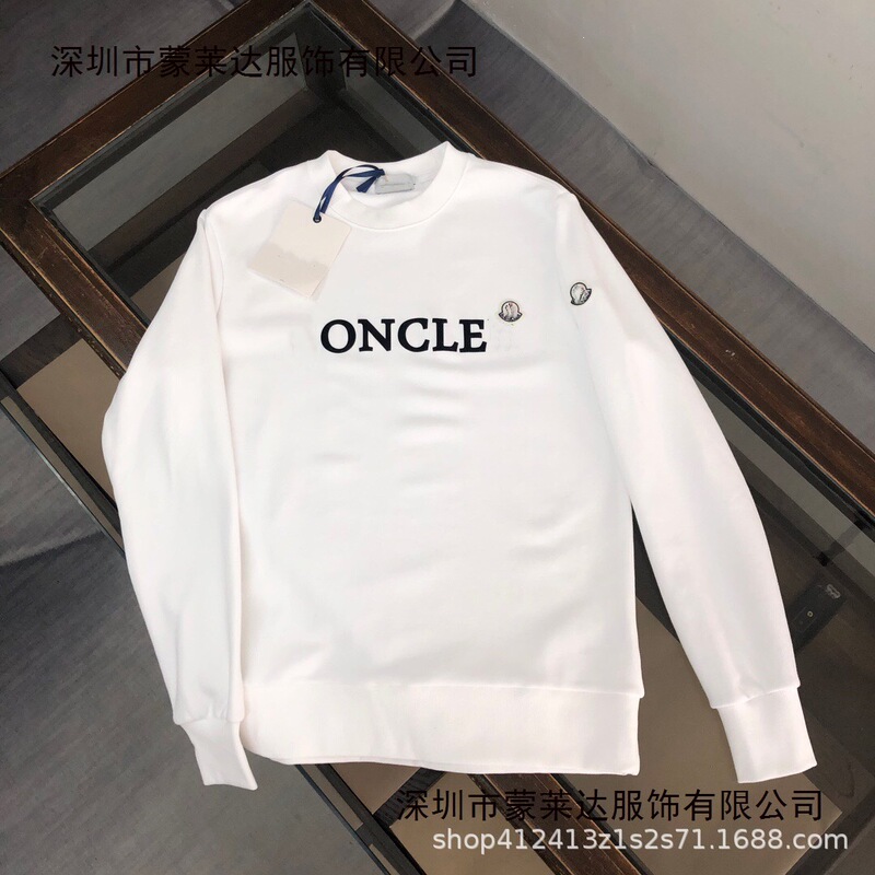 High-End Version Trendy Brand New Model Moncler Badge Embroidered Crewneck Sweatshirt Moncler Lettered Velvet Lettering Unisex Sweatshirt Jacket
