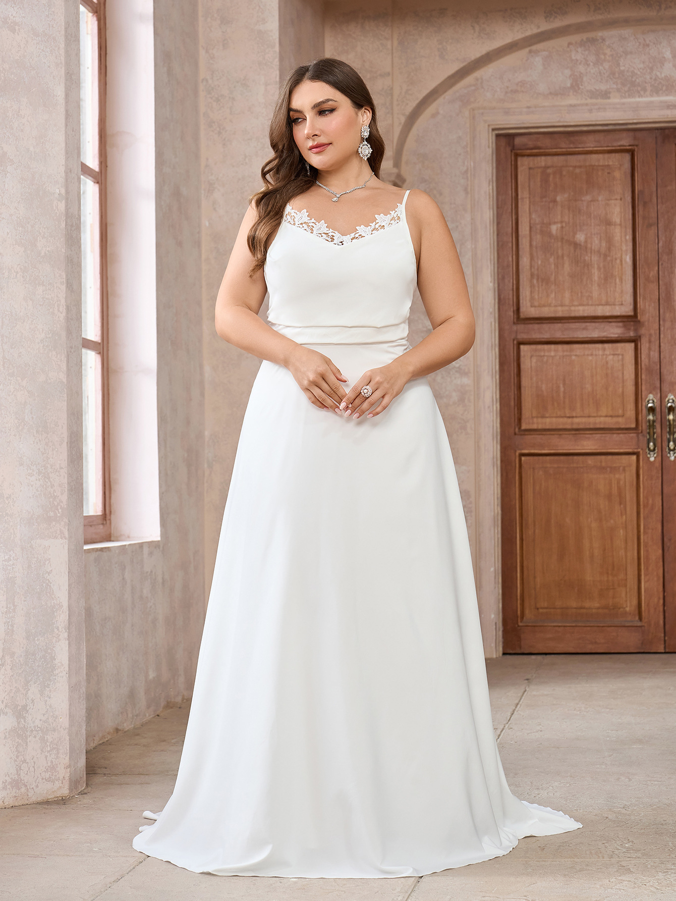 Vestido de gran tamaño, código estándar, comercio exterior europeo y americano, tirantes para mujer, cuello apilado, falda larga, vestido de fiesta de novia de boda image 3