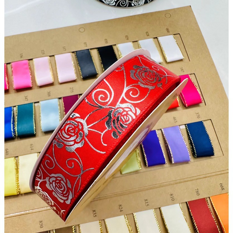 2,5 cm de ancho rosa plateada Lolita hecha a mano DIY cinta caja de regalo de paquete de joyería cinta de soporte