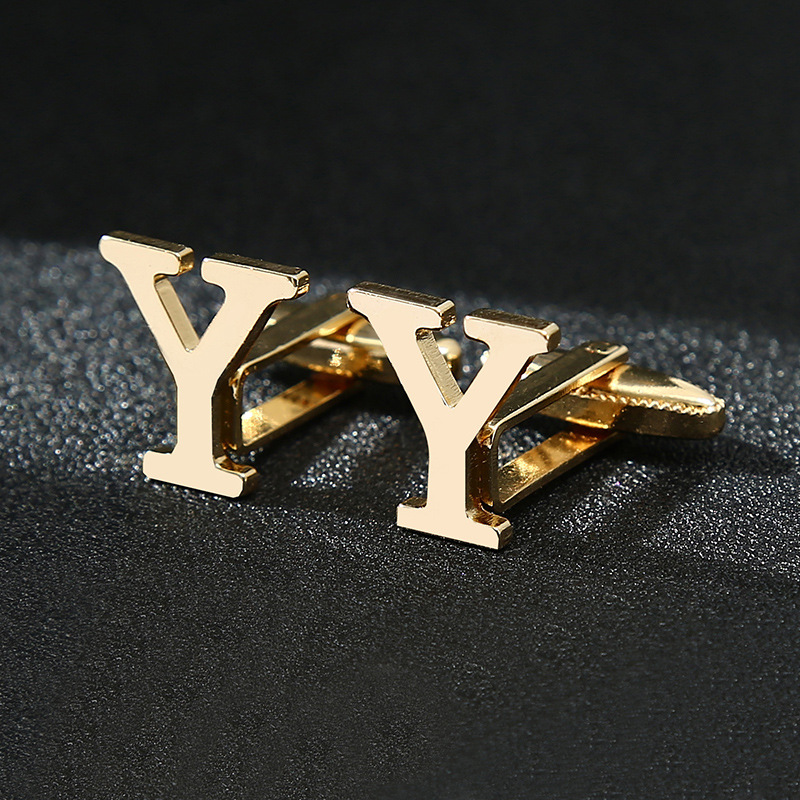 10g Weight Cufflinks Classification 1 Piece Quantity Casual Occasion Iron Material letter Pattern Unisex Gender Plating Design Vintage Style Style 1 Piece Vintage Style Letter Iron Plating Unisex Cufflinks 10