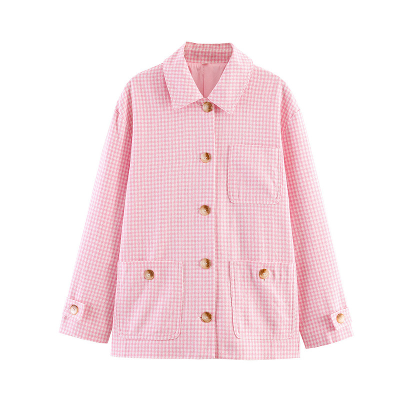 2026 Summer New Cross-Border Women's Fashion European and American Style Sweet Plaid Tweed Jacket with Pocket Accents 2026 Summer New Cross-Border Women's Fashion European and American Style Sweet Plaid Tweed Jacket with Pocket Accents