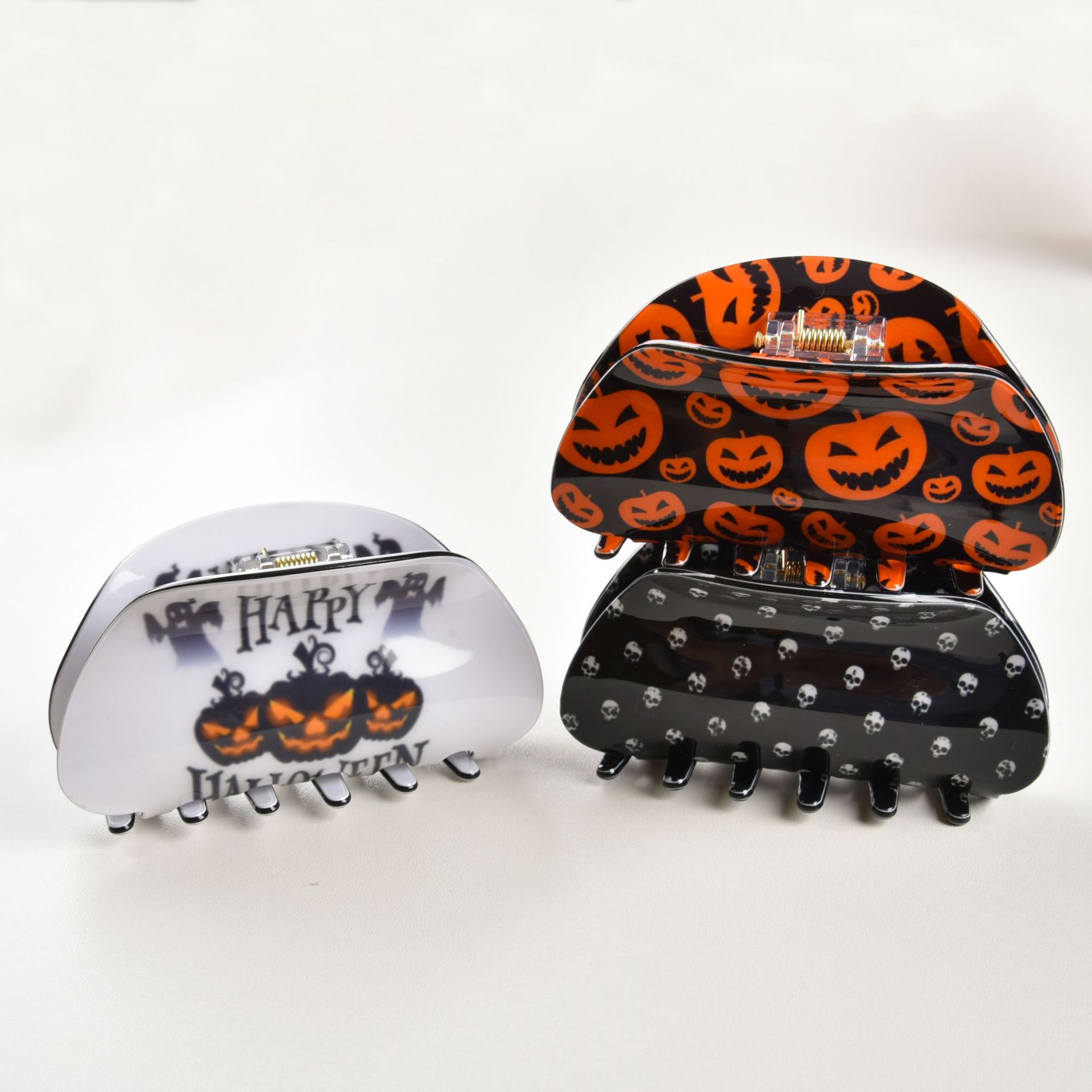 Hair Claws Hair Accessories Type 1 Piece Quantity Lady Streetwear Halloween Pattern Pvc Hair Claws