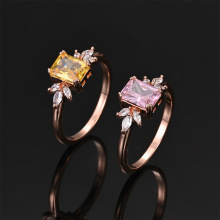 黄钻 粉钻 紫钻 水晶钻方形钻高级求婚订婚结婚玫瑰金三叶方钻