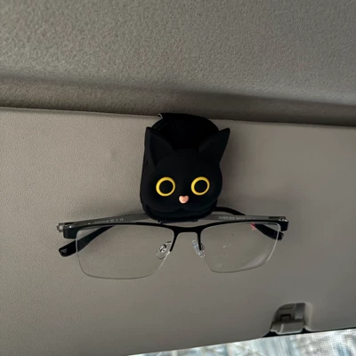 Cross-Border Car Glasses Clip Car Sun Visor Storage Clip Glasses Holder Car Hanging Sunglasses Sunglasses Clip Card Clip (Car Glasses Clip/Bill Clip) - black-cat-black-leather-glasses-clip