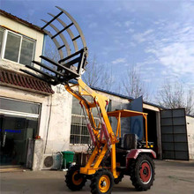 电启动小铲车抓草机 农用电动装载机改装抓木机  06小型轮式抓草