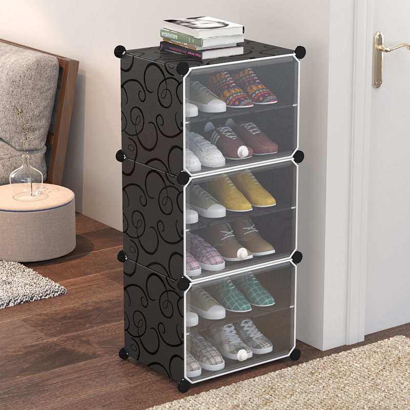Thickened Plastic Shoe Rack Household Dust-Proof Assembled Shoe Cabinet Door Folding Large-Capacity Transparent Shoe Box Storage Rack