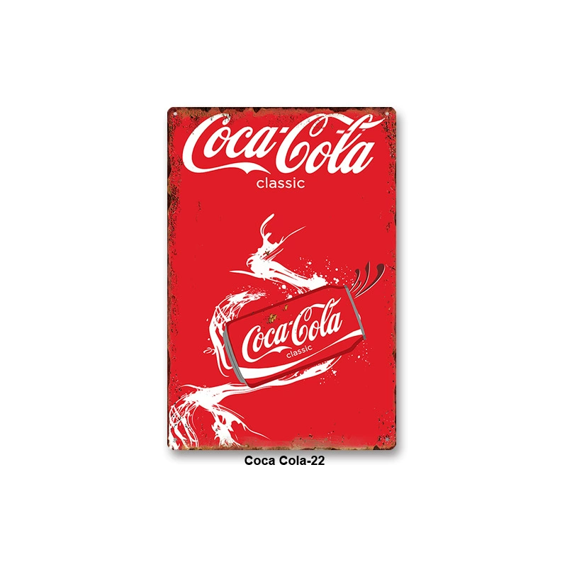 Металлическая настенная табличка Coca Cola, жесть 20×30 см, винтажный ретро стиль