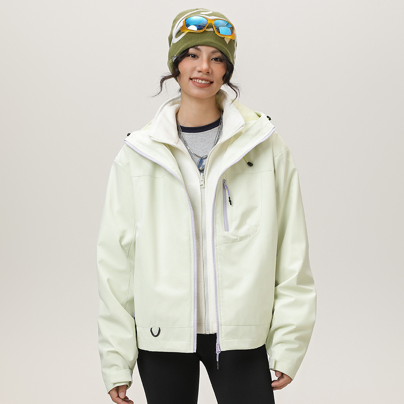 杰克传洋户外3in1冲锋衣徒步登山进藏夹克女式短款小个子防风外套|undefined