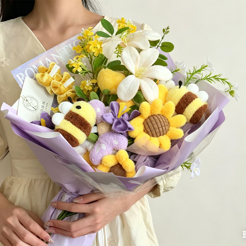 趣味花束毛绒玩具手捧花花卉玩偶结婚仿真捧花情侣情人节礼物七夕