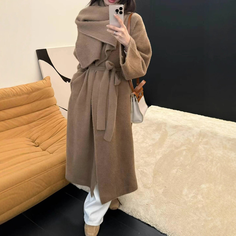 翻领长款过膝大被子毛衣外套女2025初秋季新款慵懒氛围针织开衫|undefined