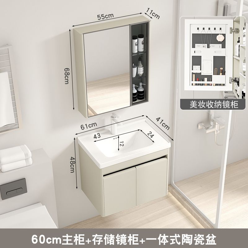 41 ancho de acero inoxidable gabinete de baño de cerámica cuenca integrada pequeño apartamento baño lavabo combinación