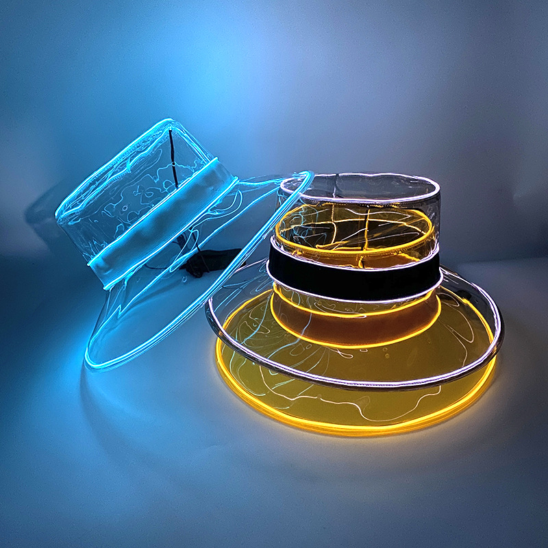 LED luminoso transparente sombrero de pescador Vacaciones de playa impermeable sombrero de playa moda inconformista espectáculo de escenario sombrero de rendimiento