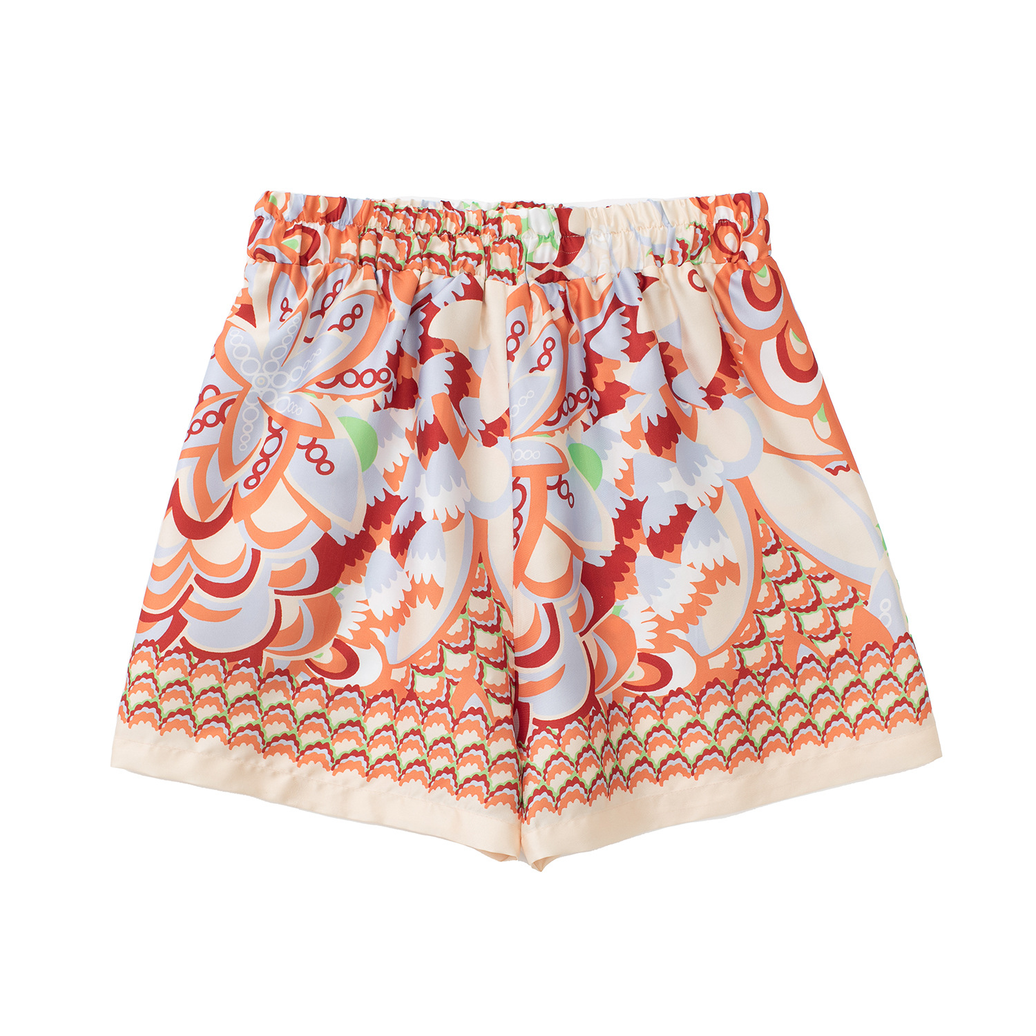 Elastic Waist Printed Shorts NSLQS128943