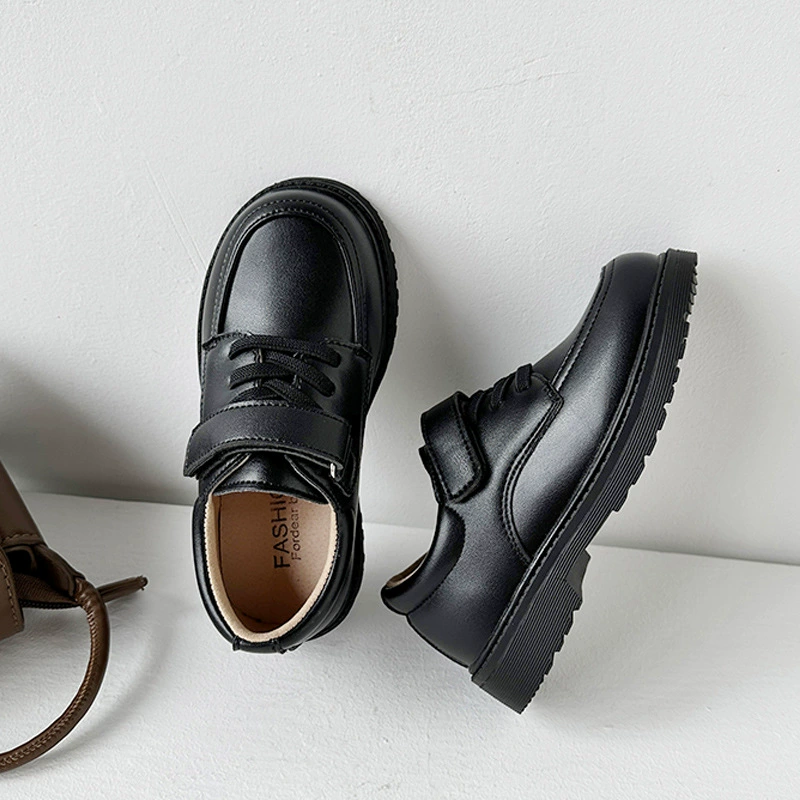 Черные лакированные туфли для мальчиков, детские модельные туфли для девочек-цветочниц, обувь для выступлений в начальной и средней школе, внешняя торговля, трансграничная