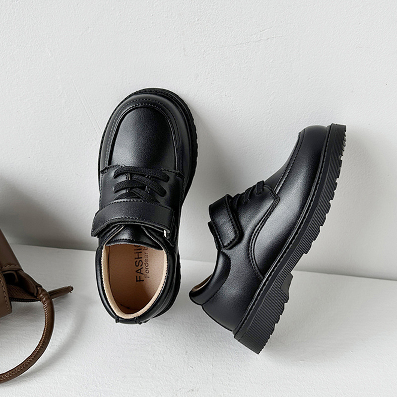 Boys' Black Patent Leather Shoes, Flower Girls' Children's Dress Shoes, Primary School and Middle School Performance Shoes, Foreign Trade Cross-Border