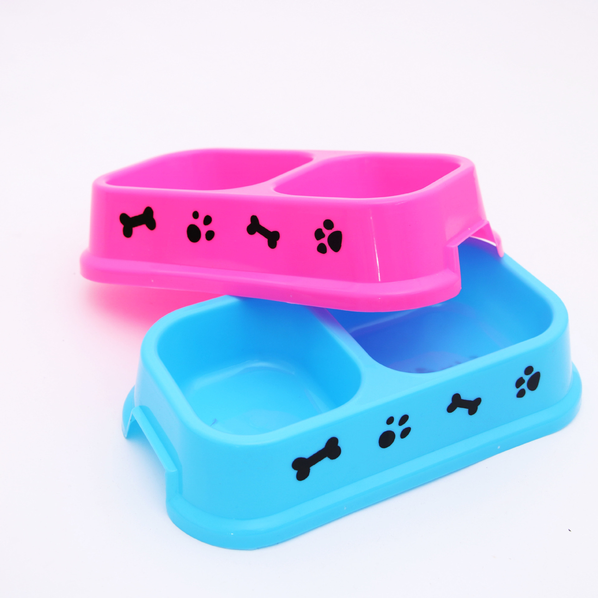 Pet dog printing Double dog pp texture of material candy printing Double bowls Drinking bowl Dog Food Bowl Supplies source Manufactor