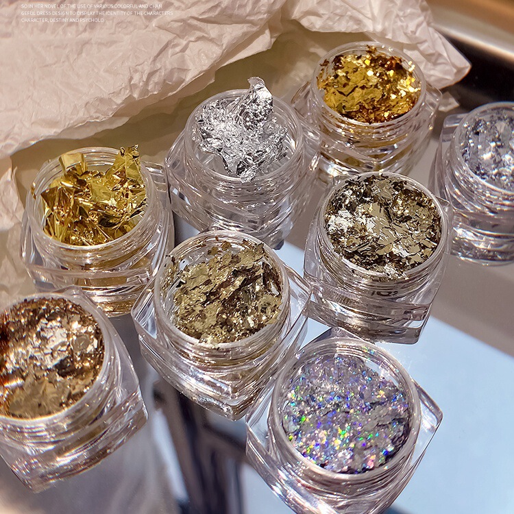 Japanese-Style Nail Art with High-Gloss Gold and Silver Foil Paper, Ultra-Thin 2026 Trendy Internet Celebrity Nail Gold Foil and Silver Foil Fragments Decoration Japanese-Style Nail Art with High-Gloss Gold and Silver Foil Paper, Ultra-Thin 2026 Trendy Internet Celebrity Nail Gold Foil and Silver Foil Fragments Decoration