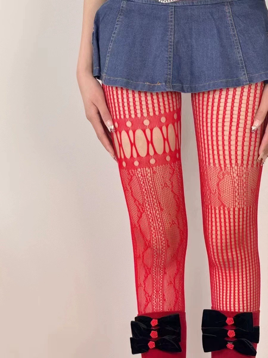 Summer Retro Tights (Women) — Lace Fishnet, One Size, Multiple Patterns