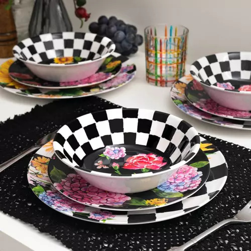 Cross-border sunflower relief western restaurant tableware suit pasta steak imitation porcelain pastry plate plaid tableware suit